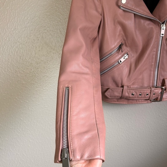 Walter Baker Allison Leather Moto Jacket In Ballet XS - Picture 4 of 9